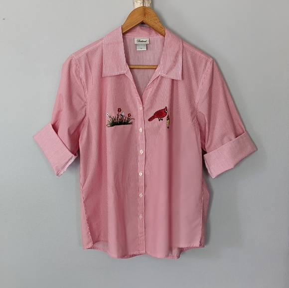 Vintage Distinct Striped Button Down Top Large - Picture 2 of 12